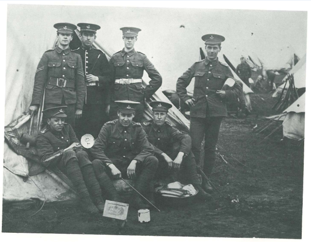 The Bede Territorials at the Scaborough Camp, 1912. It was traditionally expected that all students who were fit and able, along with at least one representative of the staff, should join the Territorials which were attached to the 8th Durham Light Infantry (DLI).